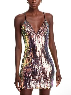 Ramy Brook Multicolor Sequin V-Neck Mini Dress